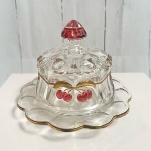 Northwood or Mosser Cherry & Cable covered butter dish Large Size